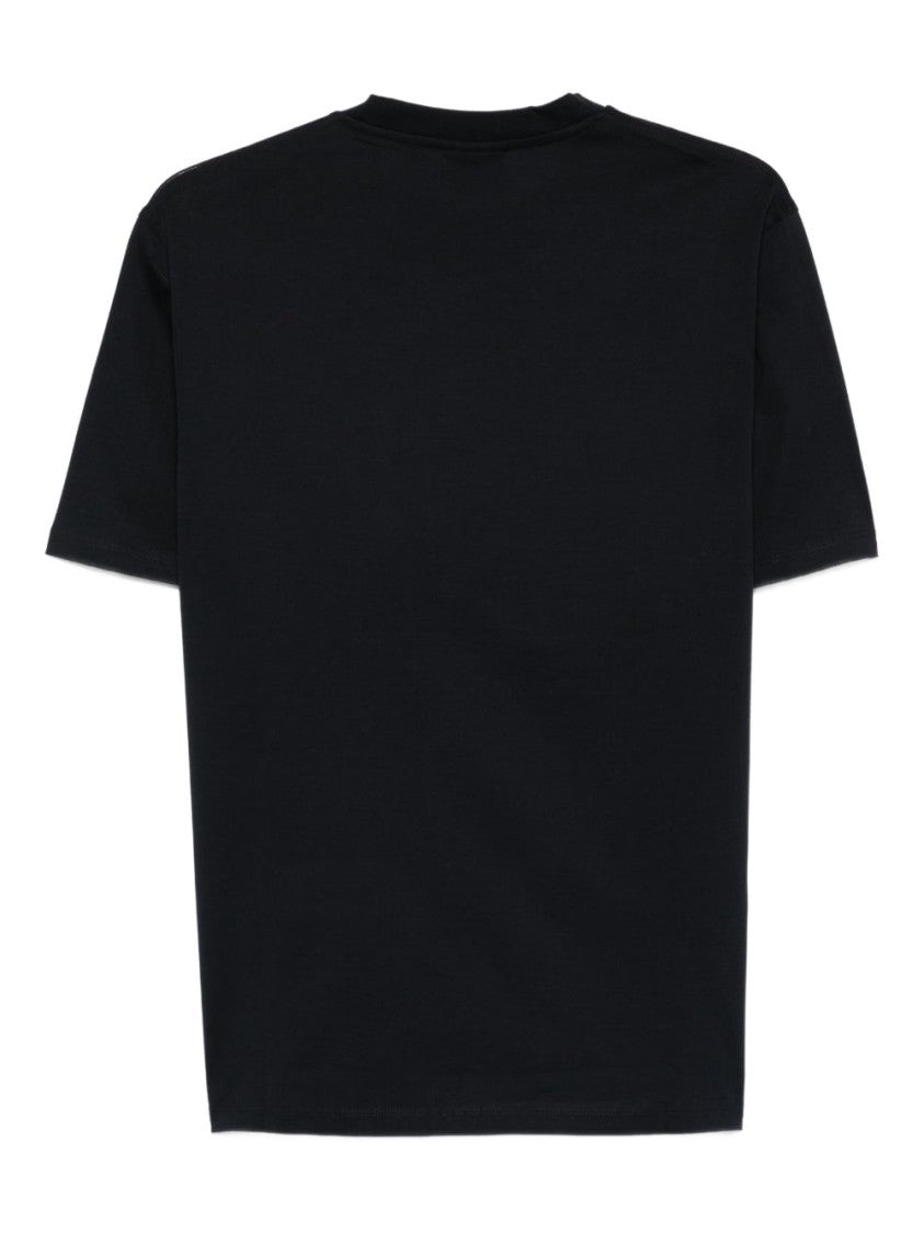 Emporio Armani Blue Boxy Embossed Logo T-Shirt
