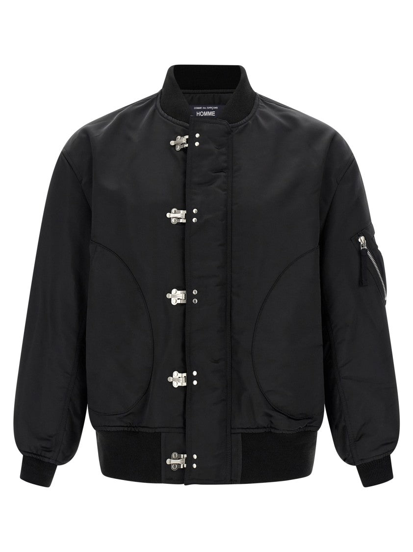 Comme Des Garçons Nylon Bomber Jacket With Ribbed Knit Cuffs And Padded Lining