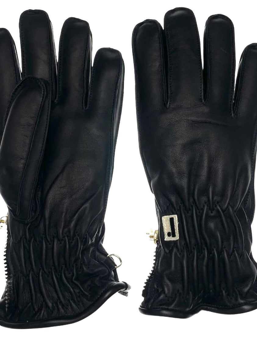 Restelli Nappa Opossuy Black Nappa Leather Gloves