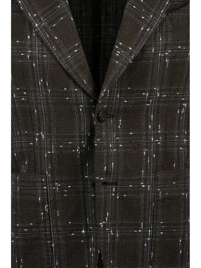 L.B.M. 1911 Brown Cotton Linen Polyamide Blazer Jacket