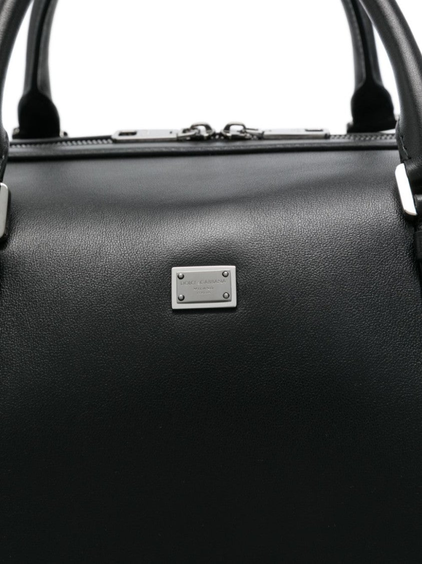 Dolce & Gabbana Smooth Leather Black Bag With Polished Hardware