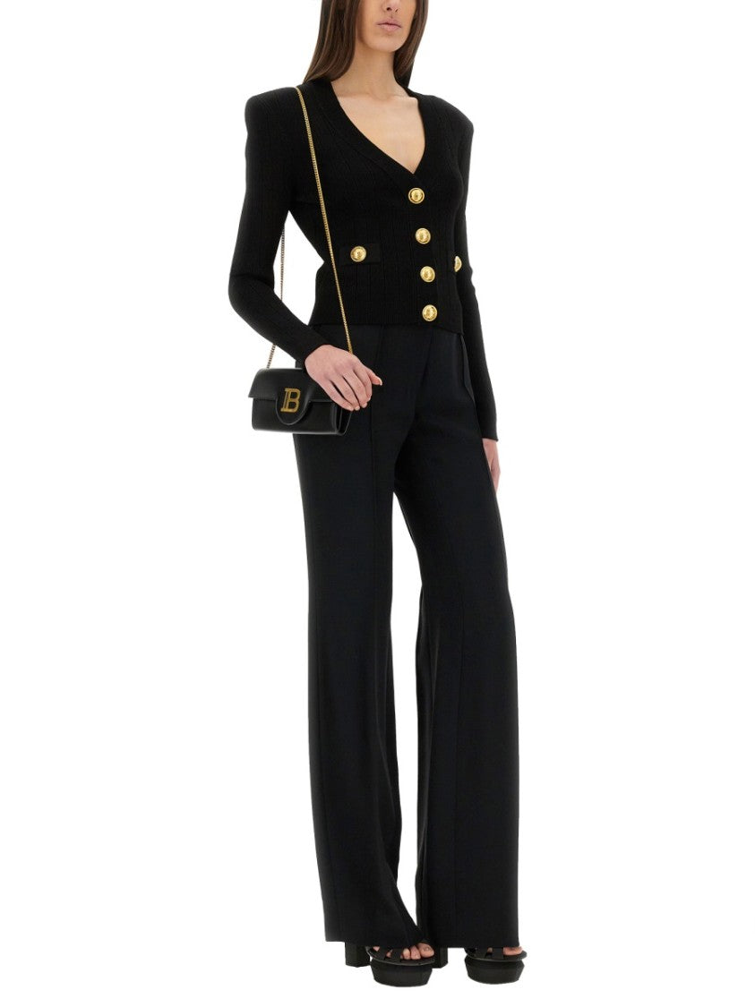 Balmain Cropped Cardigan With Deep V-Neckline