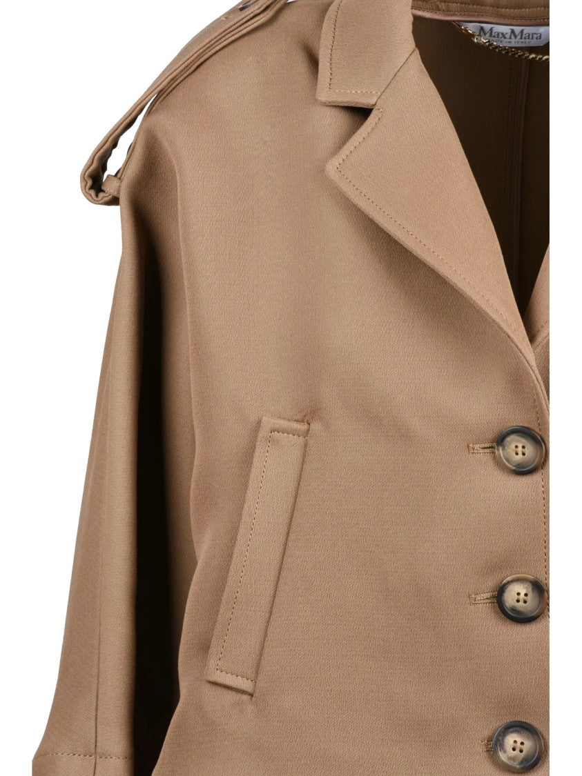 Max Mara Azzorre Short Cape With Tailored Collar And Buckle-Detailed Sleeves