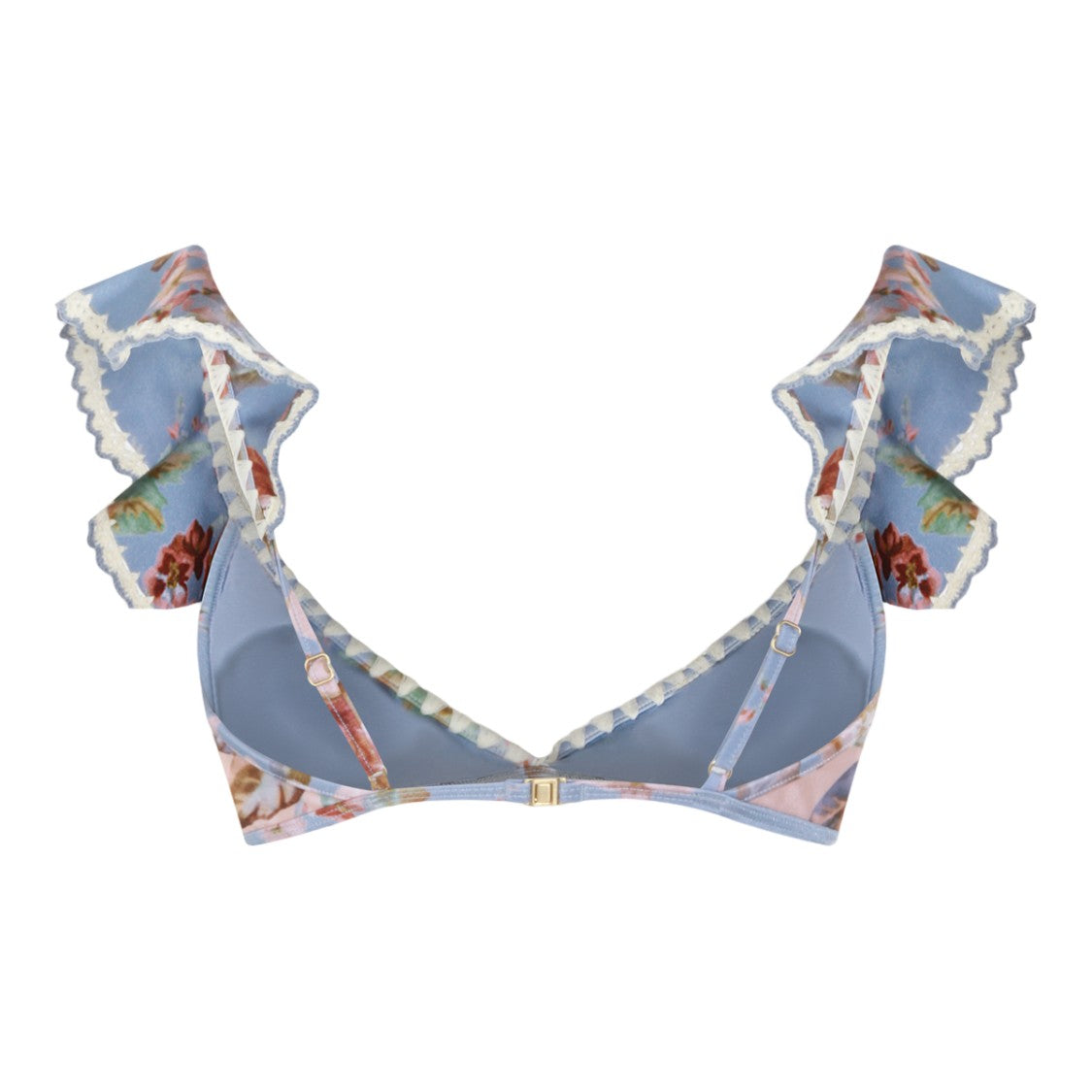 Zimmermann Floral Print Bikini Top With Ruffled Straps