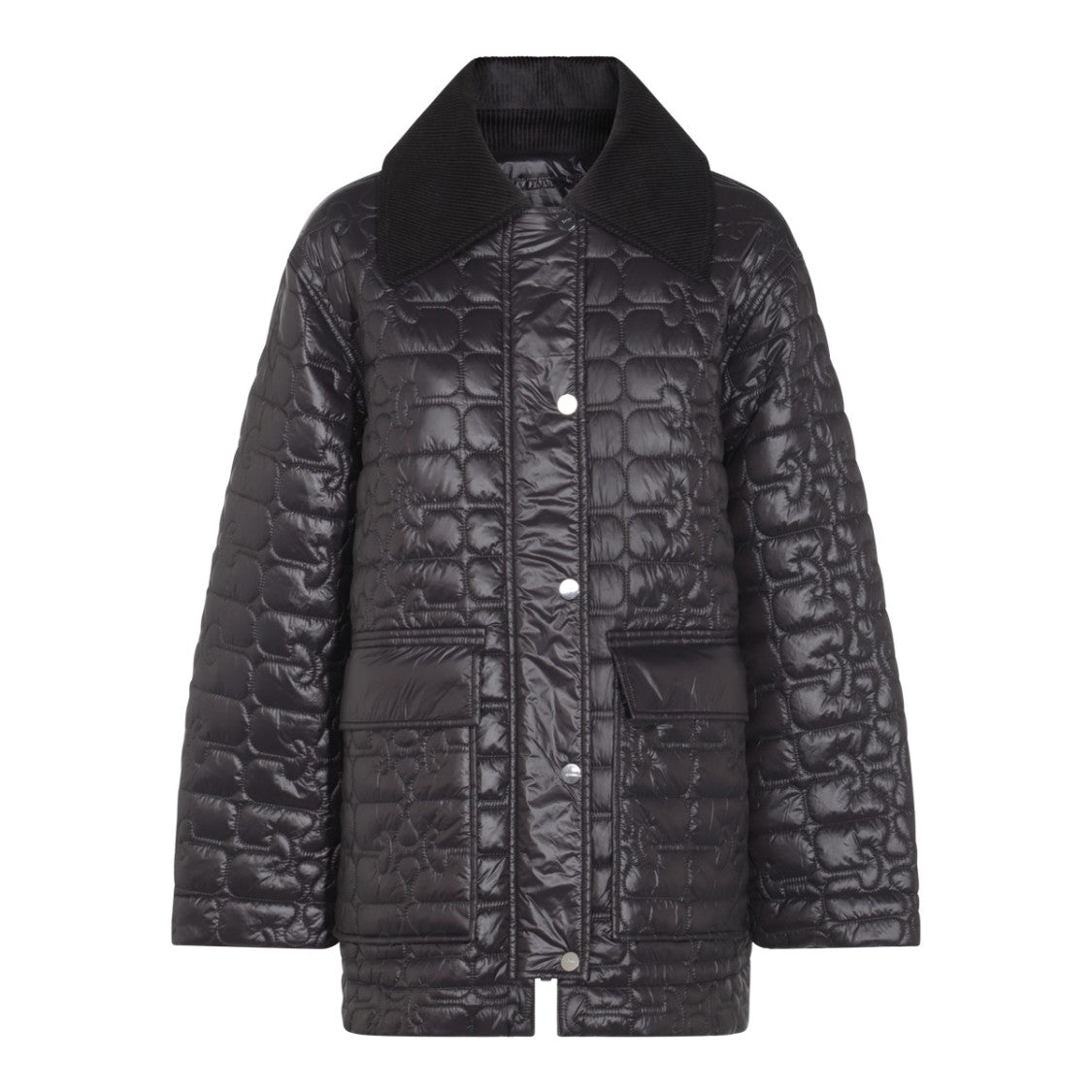 Ganni Black Shiny Quilt Coat
