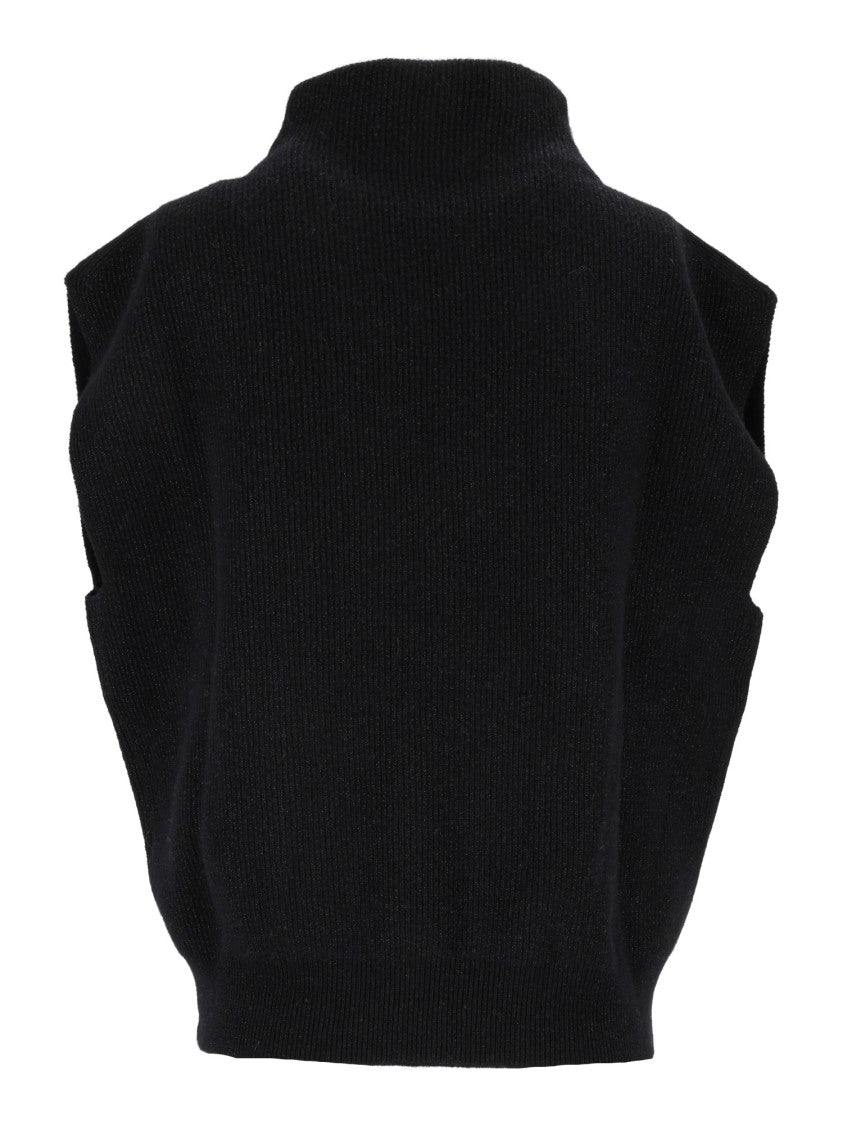Peserico Sleeveless Ribbed High-Neck Sweater