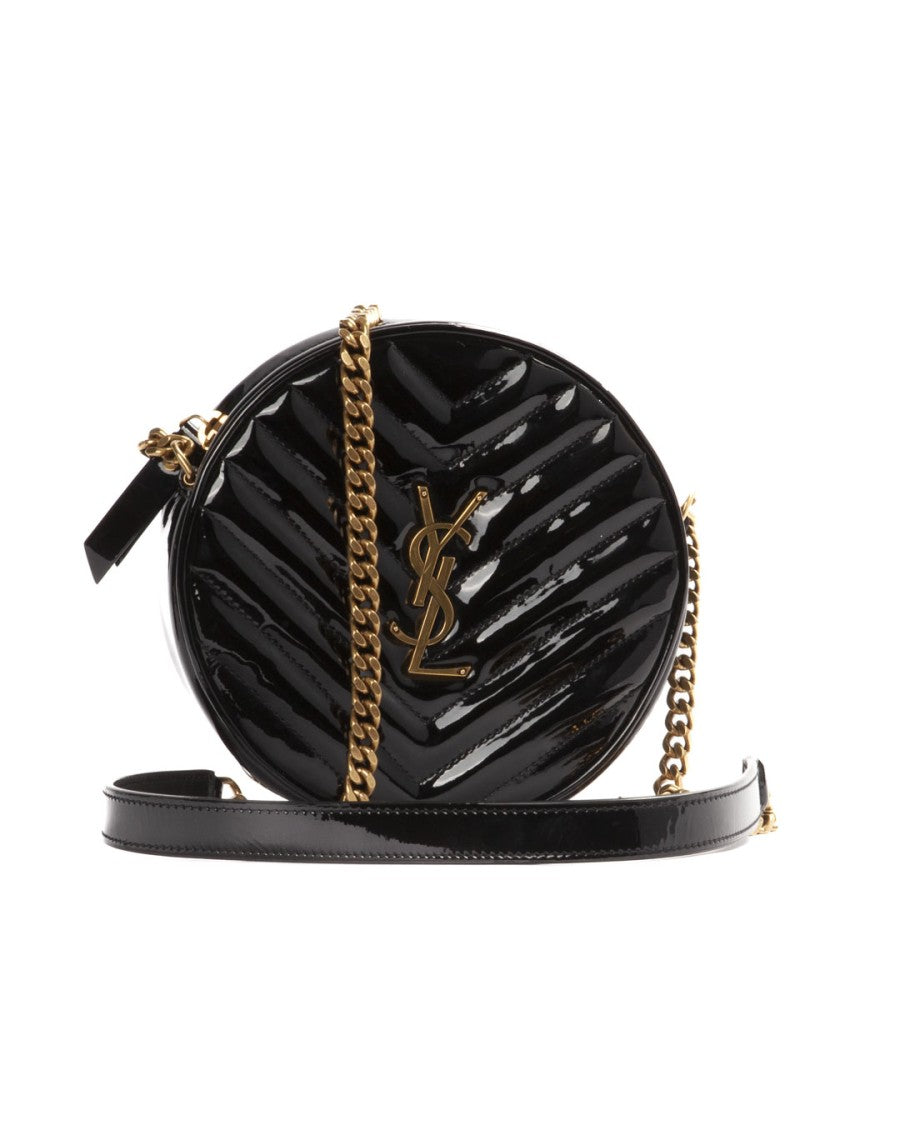 Saint Laurent Small Patent Leather Circle Bag In Black