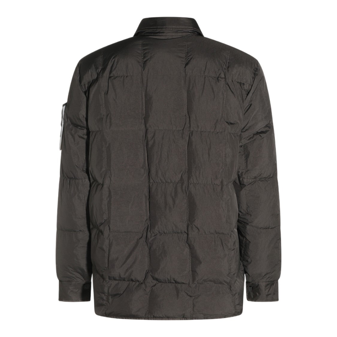 Stone Island Black Crinkled Concealed Placket Coat