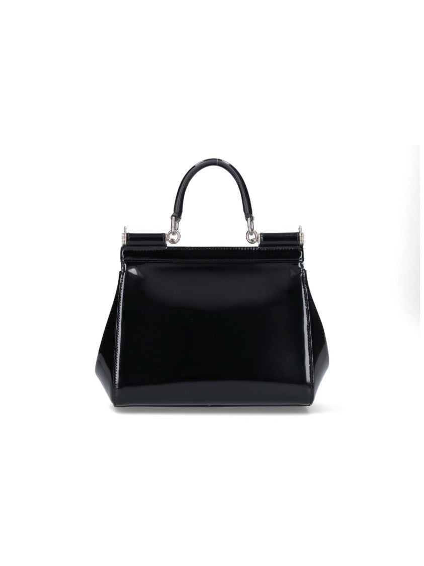 Dolce & Gabbana Structured Handbag With Glossy Patent Finish
