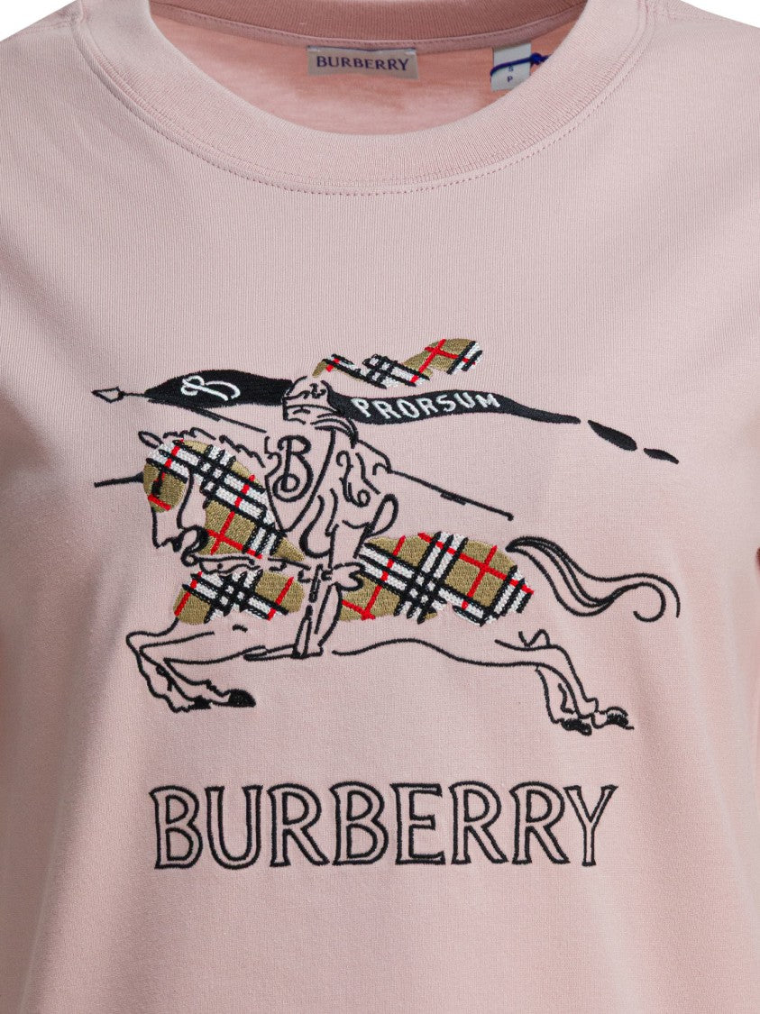 Burberry Embroidered Cotton Jersey T-Shirt With Equestrian Design