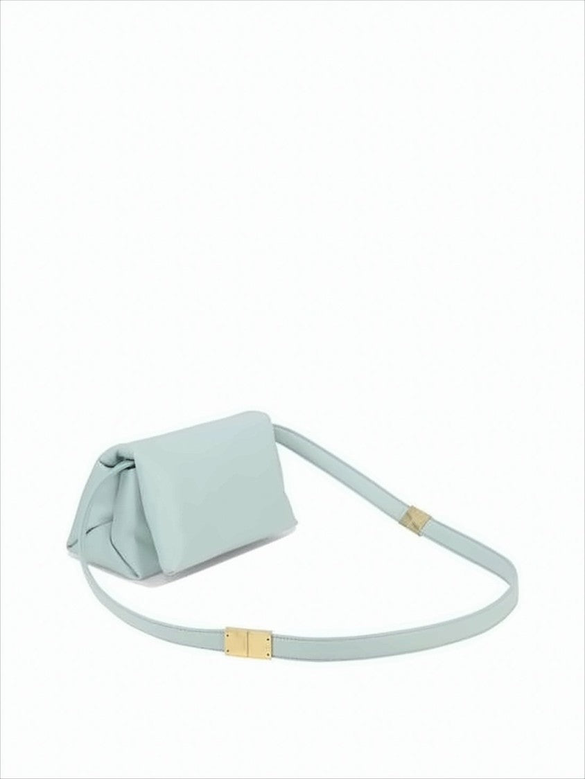 Marni Rectangular Blue Leather Crossbody Bag With Adjustable Strap