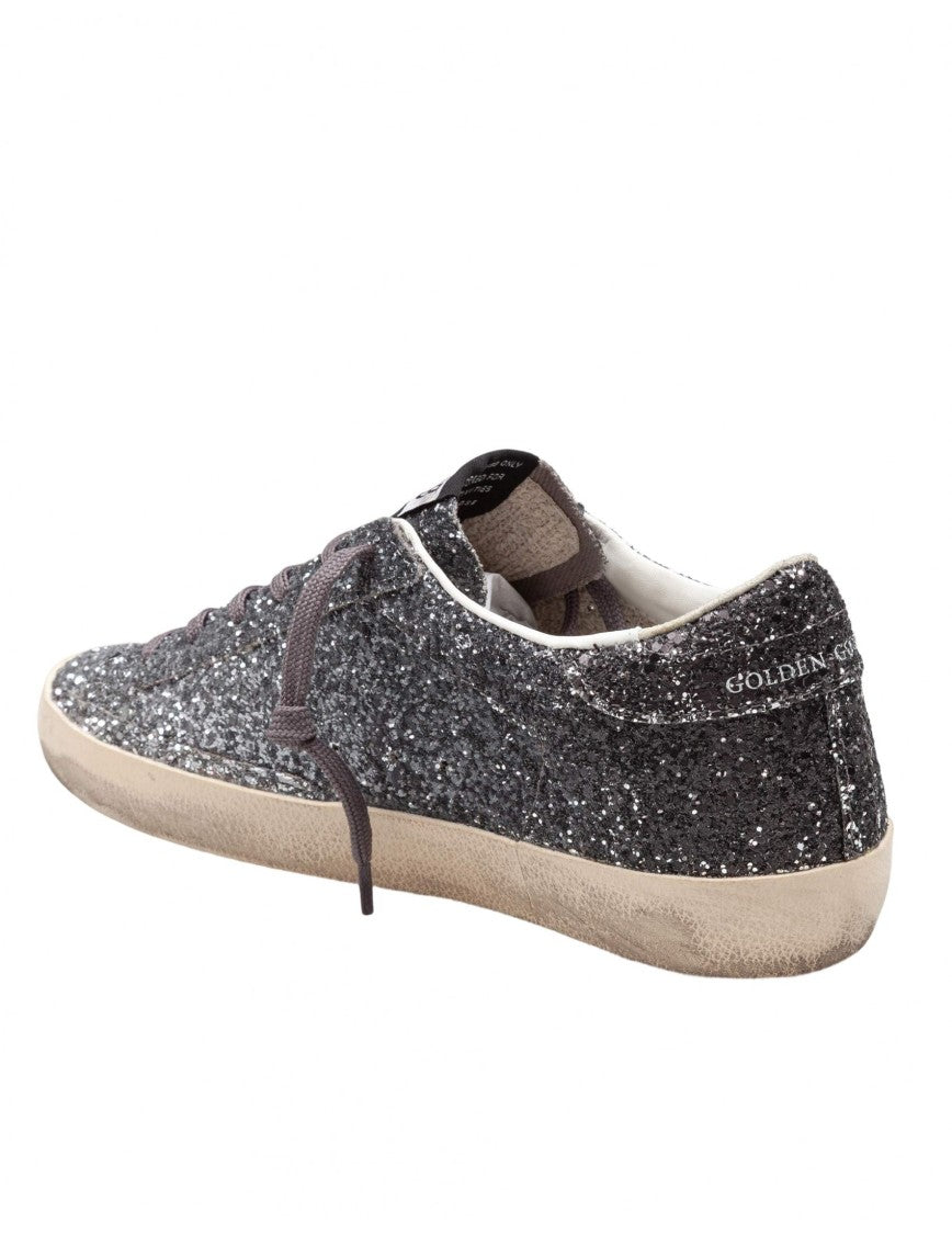 Golden Goose Super Star Glitter Sneakers In Silver