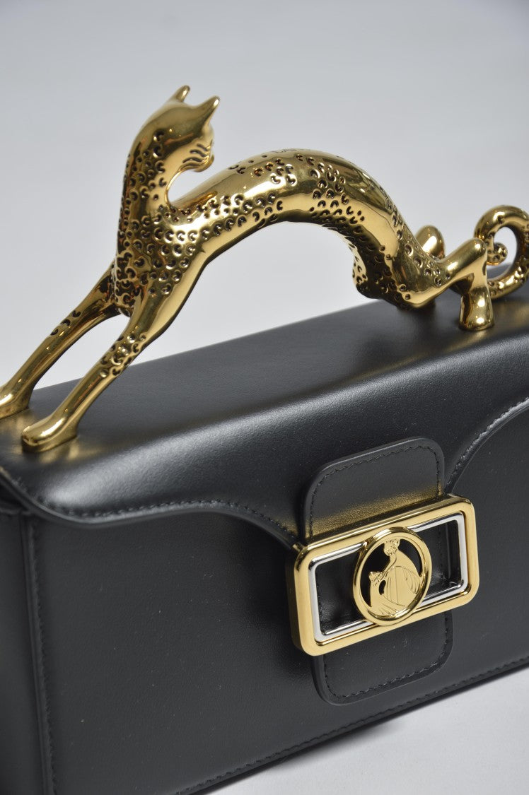 Lanvin Pencil Cat Nano Handbag In Black Leather