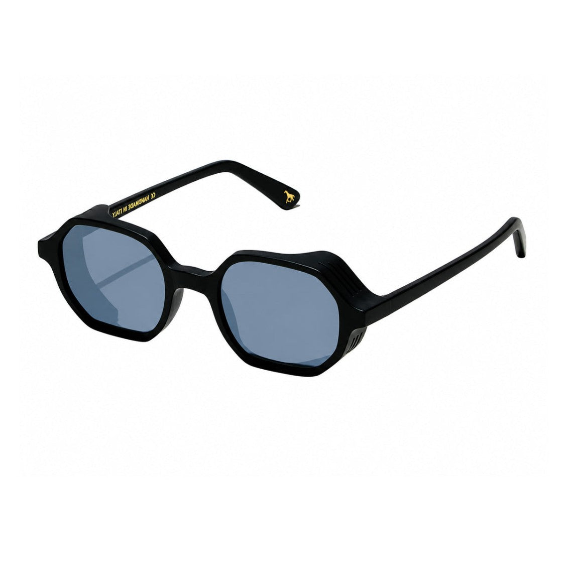 L.G.R. Geometric Acetate Sunglasses With Blue Lenses And Gold Accents