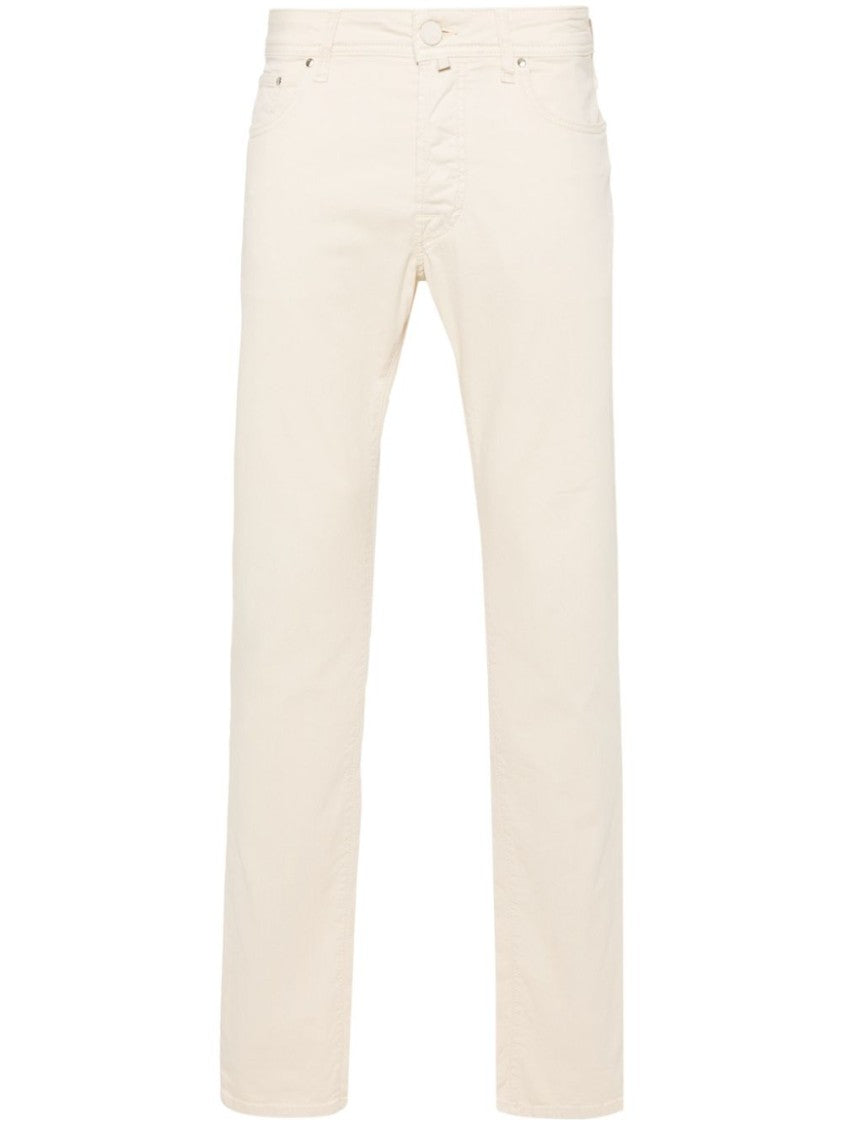Jacob Cohen Light Beige Cotton Blend Mid-Rise Bard Jeans