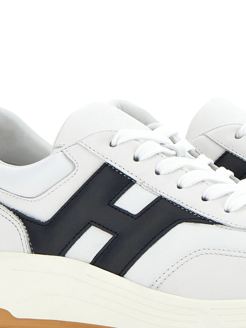 Hogan White H Logo Lace-Up Sneakers
