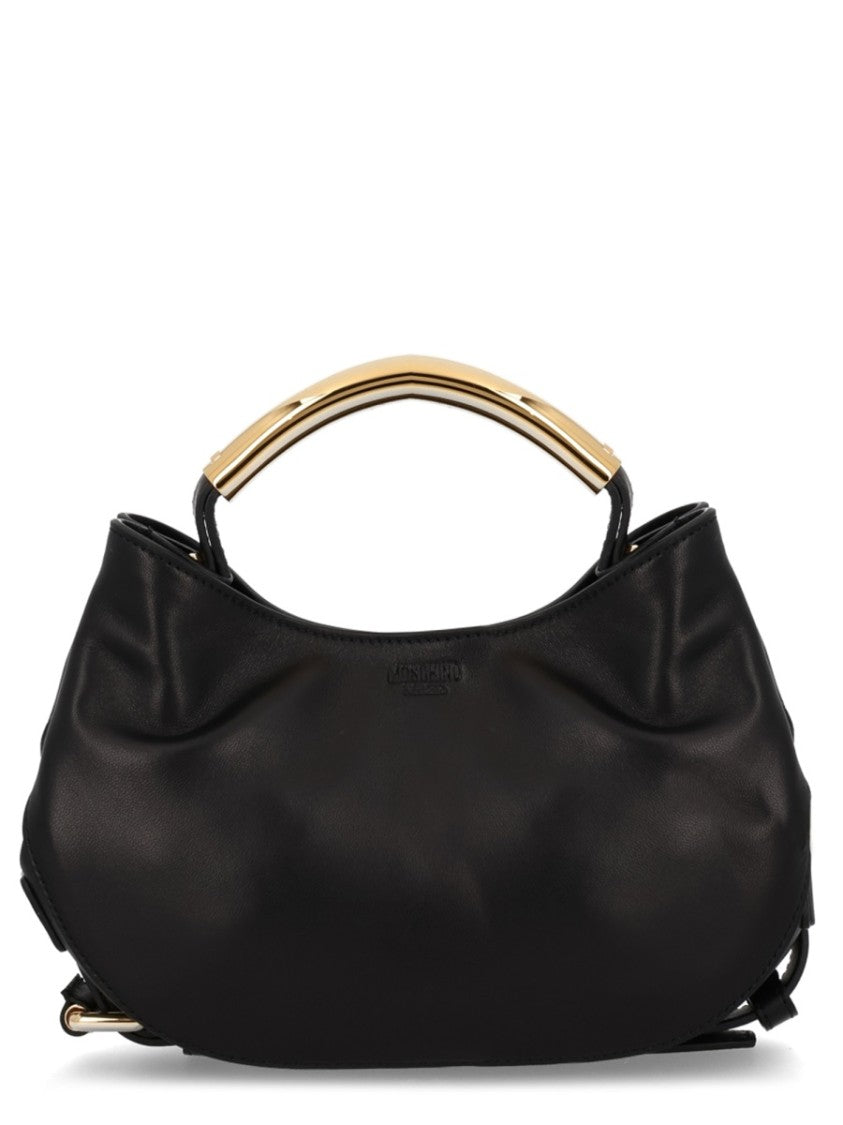 Moschino Black Handle Me Leather Curved Handbag