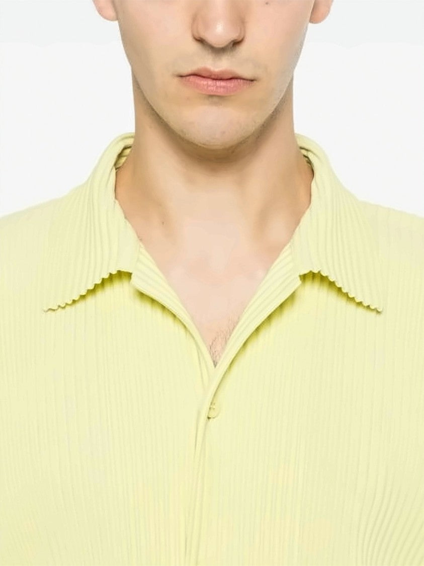 Homme Plissé Issey Miyake Distinctive Pleated Short-Sleeve Shirt With Classic Collar