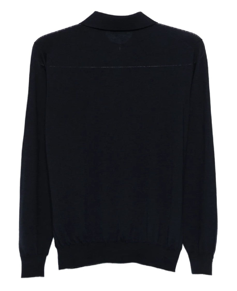 Lardini Long-Sleeve Polo Sweater With Zippered Placket