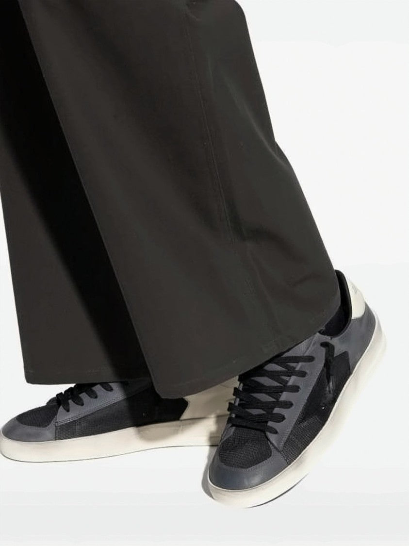 Golden Goose Distressed Black Leather And Mesh Low-Top Sneakers