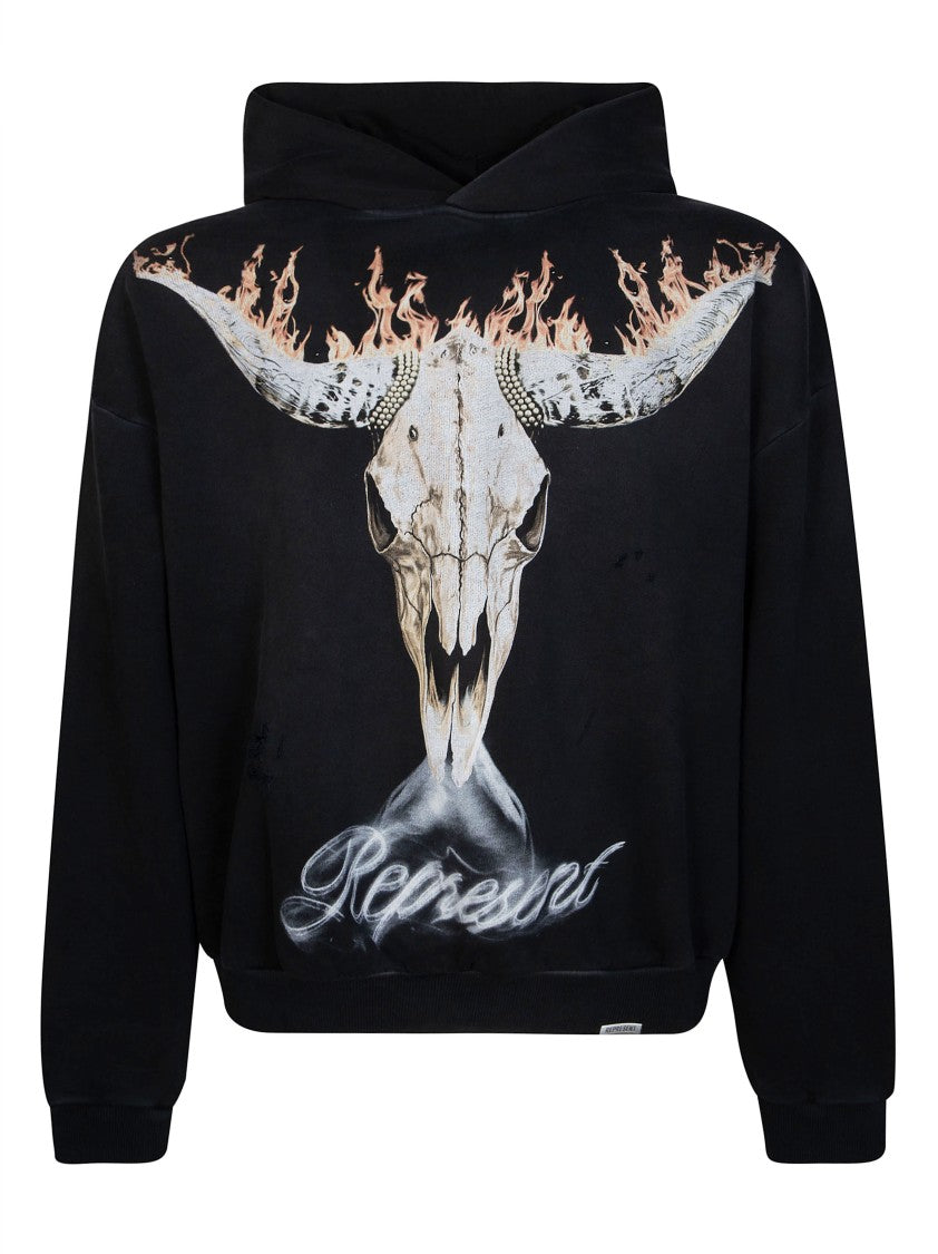 Represent Black Bull Skull Graphic Hoodie