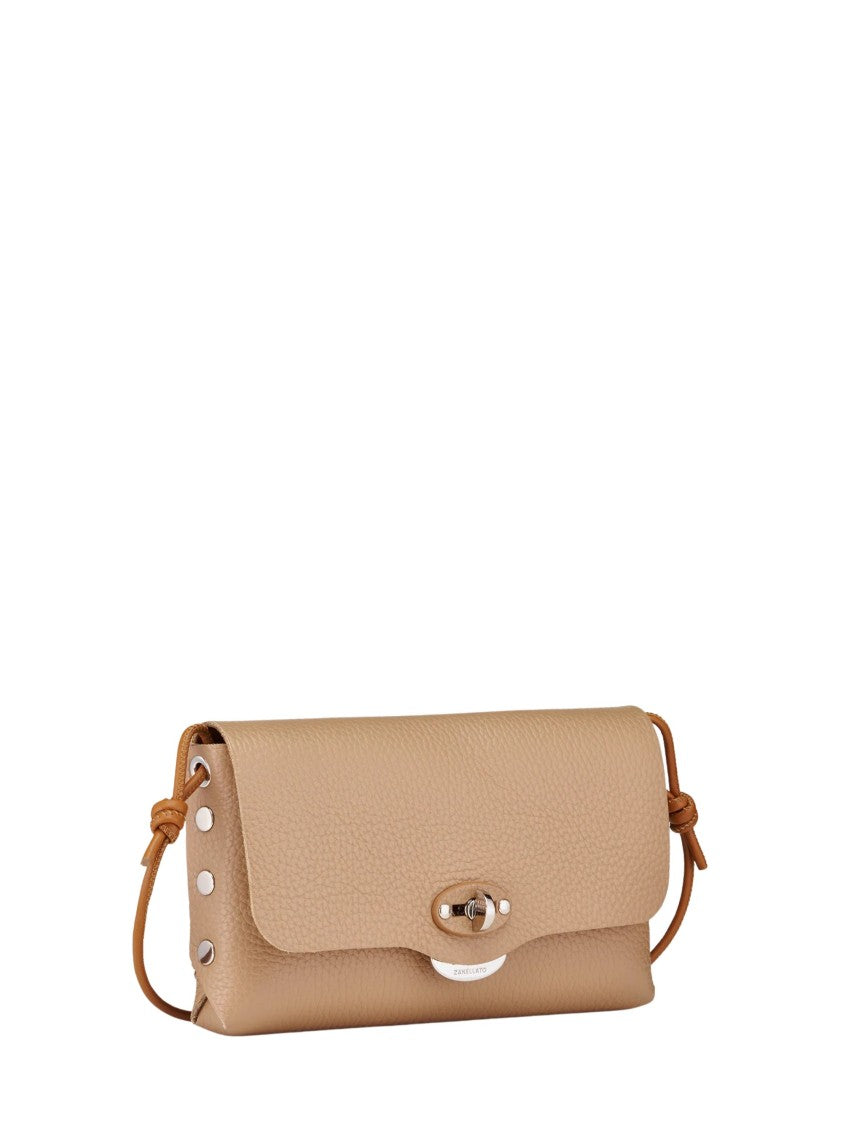 Zanellato Brown Textured Leather Twist Lock Shoulder Bag