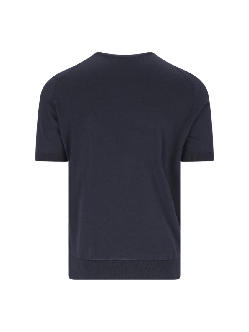 John Smedley Navy Blue Sea Island Cotton T-Shirt