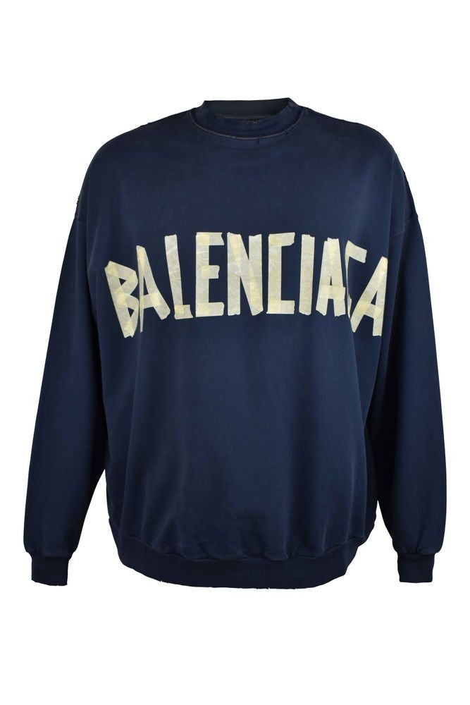Balenciaga Navy Blue Cotton Fleece Sweatshirt