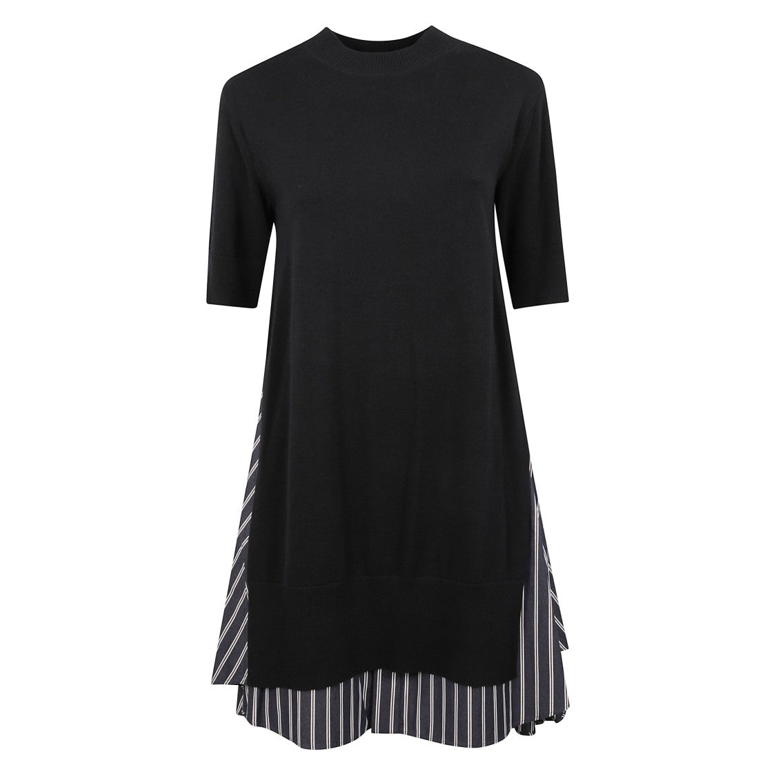 Sacai Oversized Cotton Dress With Layered Hem