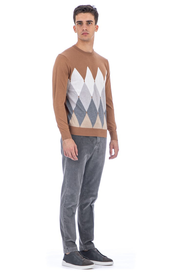Ballantyne Diamond Cotton-Cashmere Crewneck Sweater