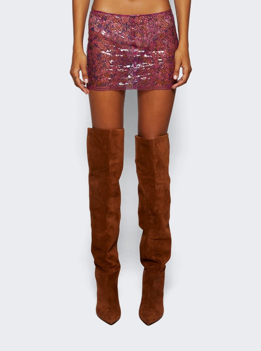 Christopher Esber Sheer Handpainted Lace Mini Skirt