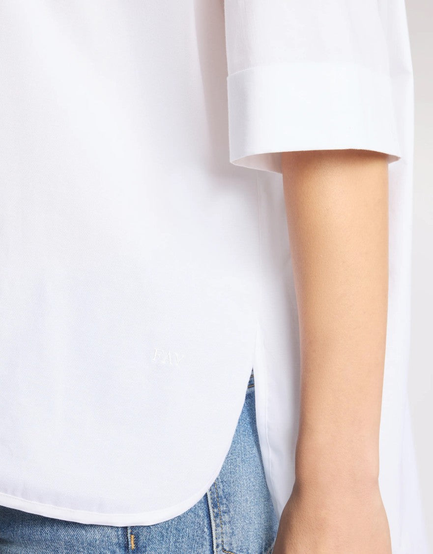 Fay 3/4 Sleeve Classic White Shirt