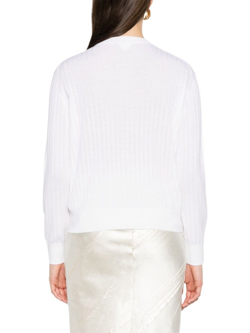 Bottega Veneta Ribbed Wool Cardigan With Gold-Tone Buttons