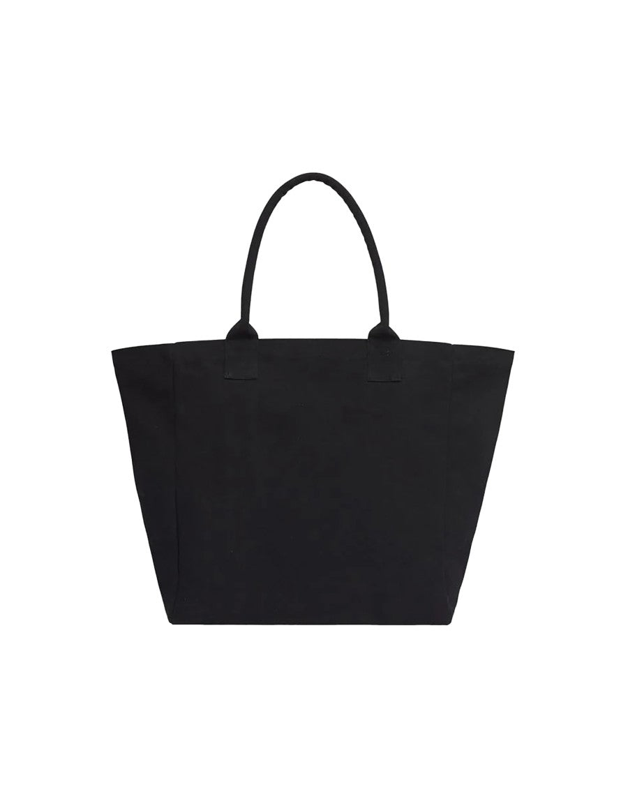 Isabel Marant Black Cotton Flocked Logo Minimalist Tote Bag