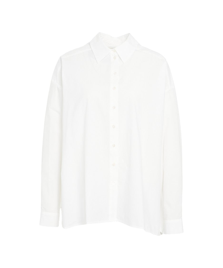 Ottod'ame White Cotton Blouse With Classic Collar