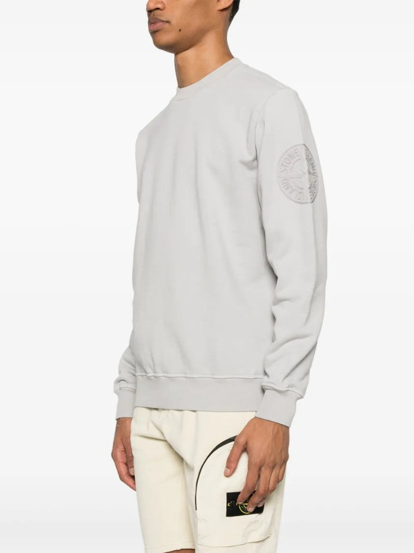 Stone Island Light Grey Cotton Fleece Sweatshirt