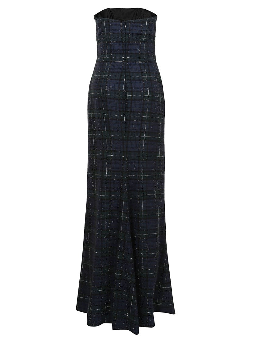 Polo Ralph Lauren Strapless Dark Plaid Maxi Dress