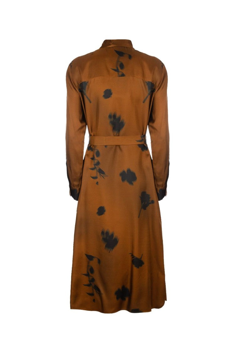 Max Mara Silk Midi Dress With Classic Shirt Collar