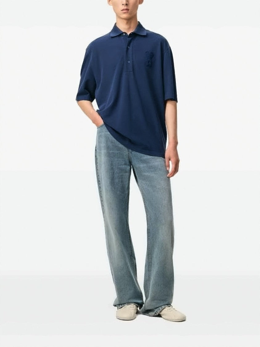 Ami Paris Navy Blue Polo Shirt
