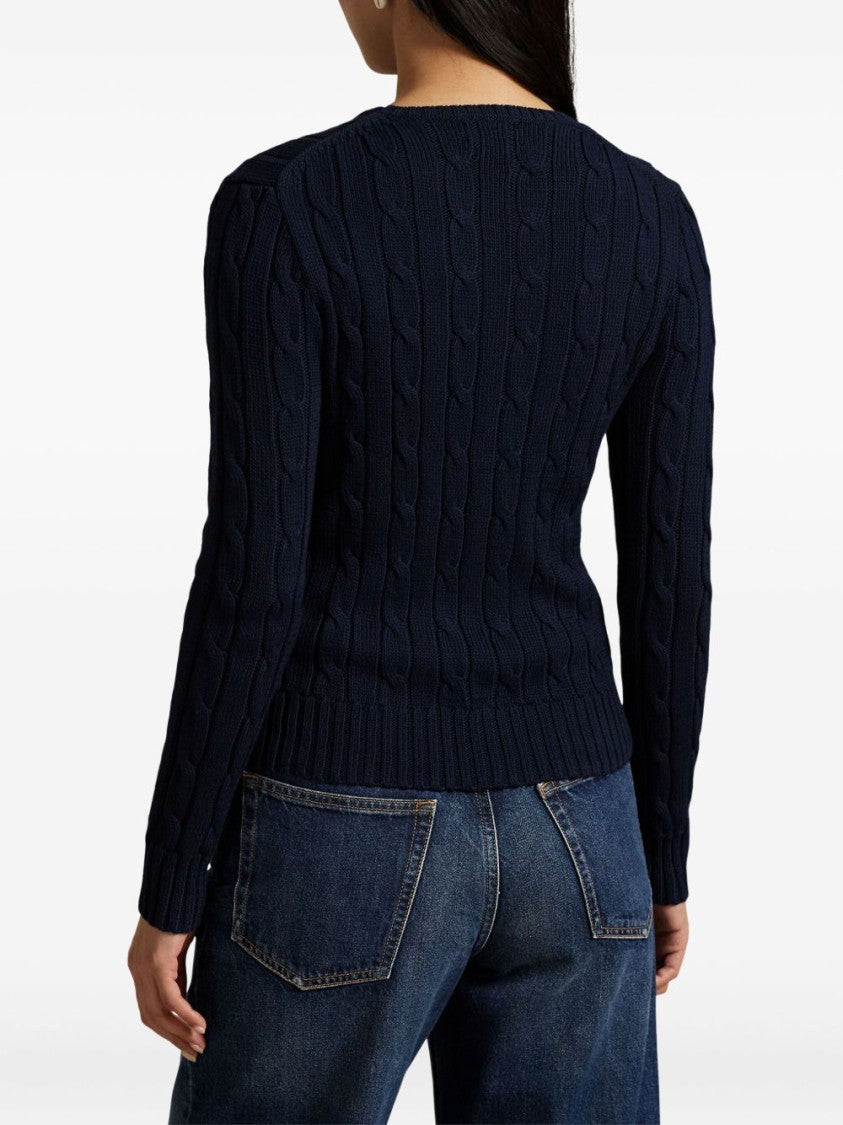 Polo Ralph Lauren Navy Cable-Knit Sweater With Classic Crew Neckline