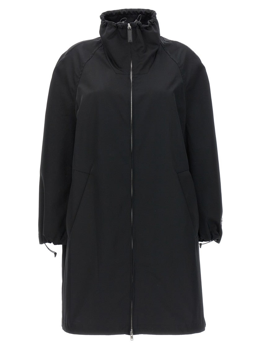 Marni Satin Black Parka With Zip Closure And Hood