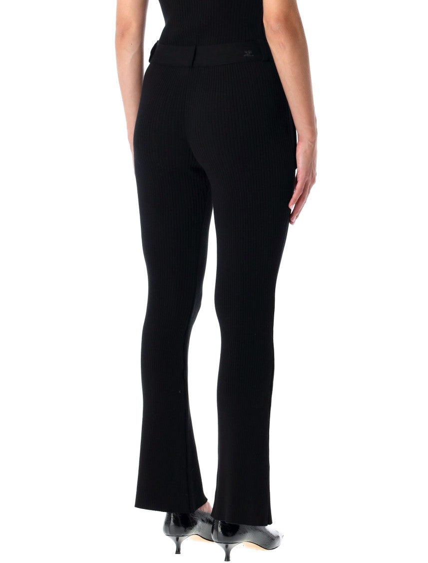 Courrèges Black Rib-Knit Pants With Pockets