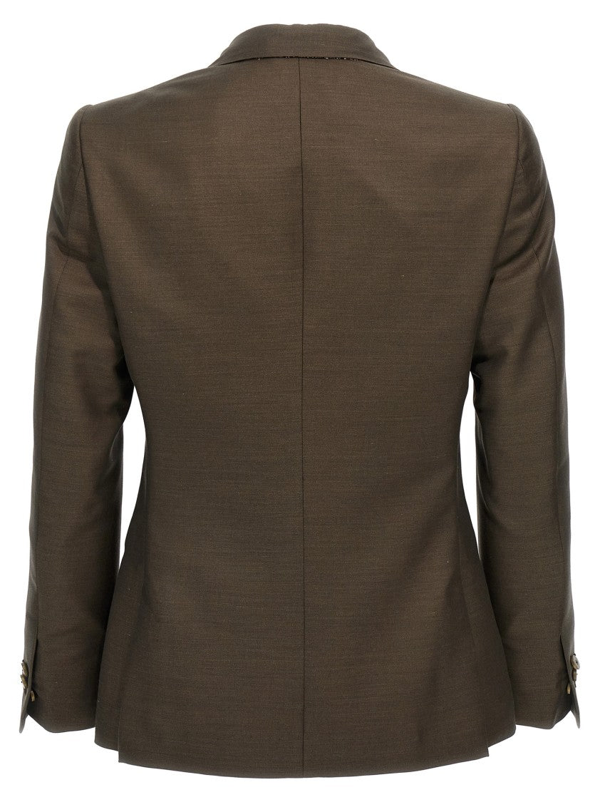 Maurizio Miri Double-Breasted Wool Blend Blazer With Classic Button Closure