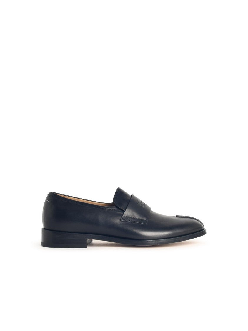 Mm6 By Maison Margiela Calfskin Leather Loafers With Front Stitching And Logo Insert