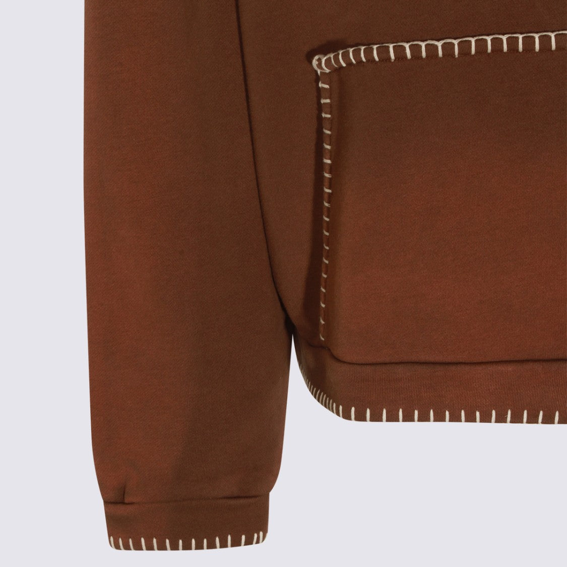 Found Relaxed Fit Brown Hoodie With Contrasting Whipstitch Details