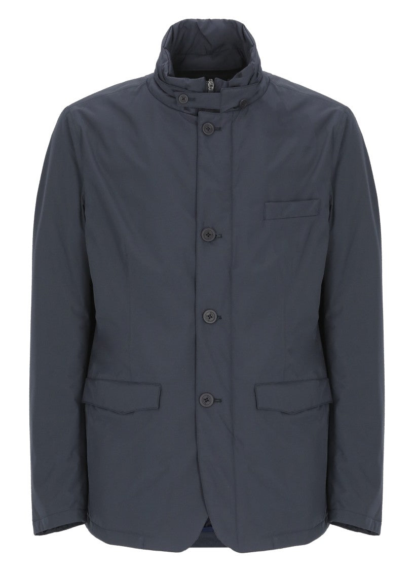 Herno Blue Removable Bib High Neck Down Jacket