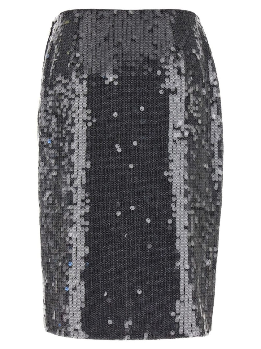 Rotate Fitted Grey Skirt With Shimmering Sequin Design