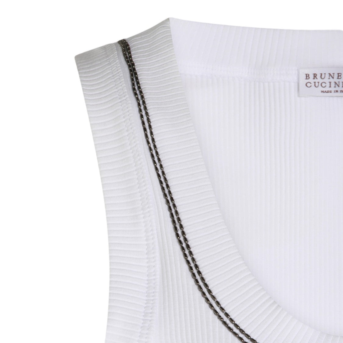 Brunello Cucinelli Ribbed Sleeveless Tank Top With Scoop Neckline