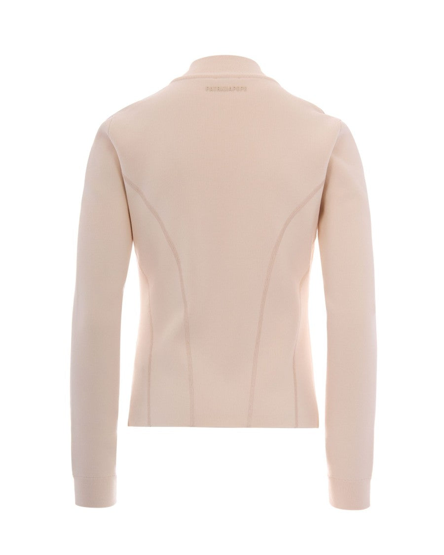 Patrizia Pepe Ultralight Down Coat With Sculpted Knit Detailing