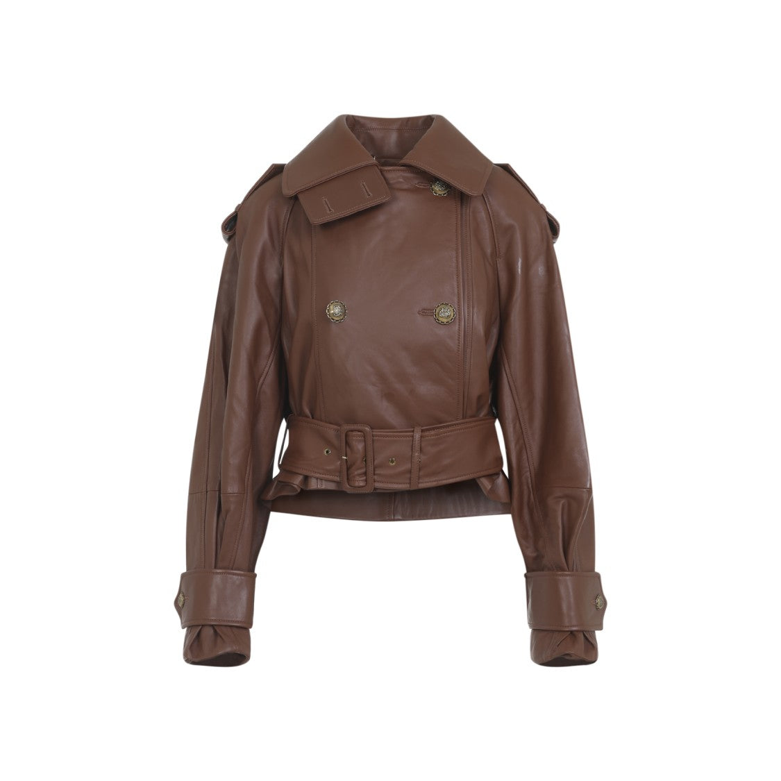 Zimmermann Tan Brown Leather Hypnotic Leather Crop Trench